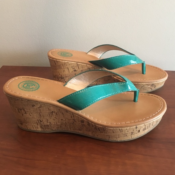 SO Shoes - Women’s teal wedge sandals